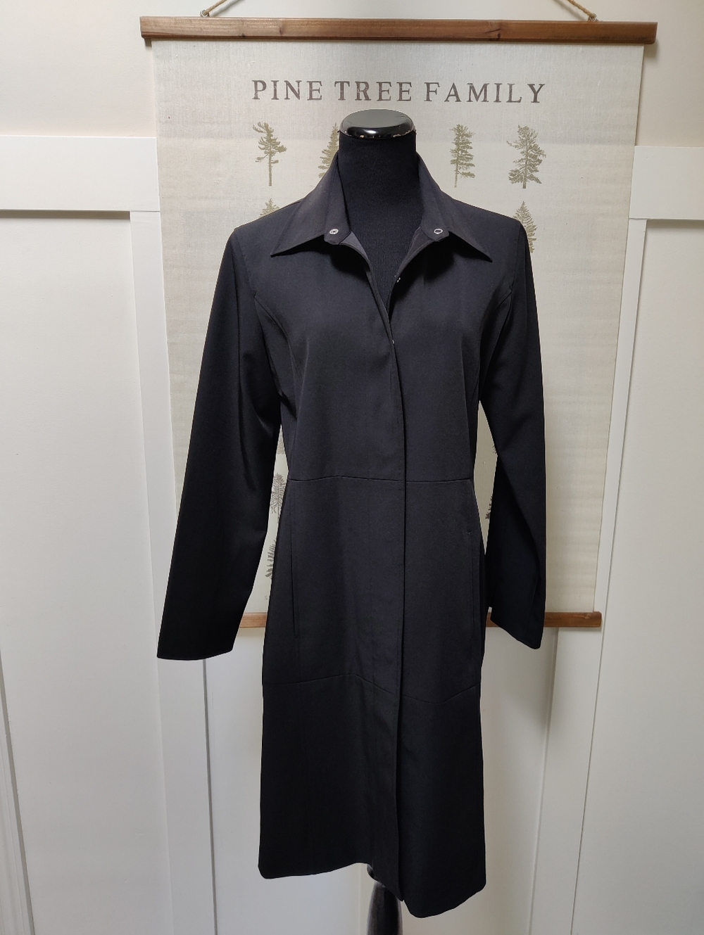 Beechers Brook Black Longline Snap-Front Coat Size 10